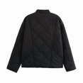 thumbnail image 5 of Women'S Lightweights Quilted Jacket Casual Button Down Puffer Outerwear Leopard Lined Coats with Pockets Black S, 5 of 9