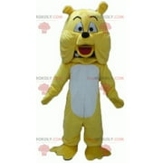 Giant yellow and white dog bulldog mascot