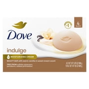 Dove Indulge Soap Bar Warm Vanilla + Sweet Cream For Hydrated & Soft Skin 3.75 oz, 4 Bars