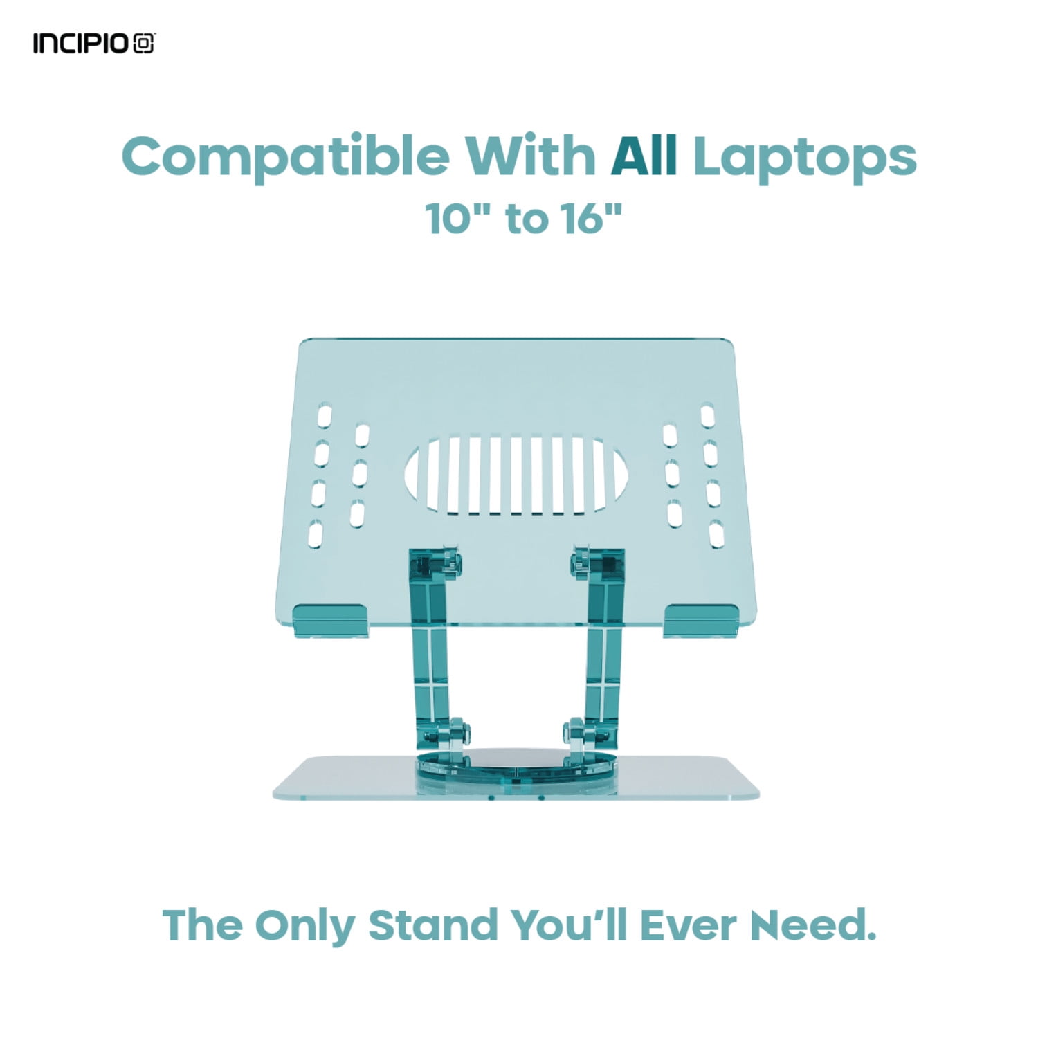Incipio Translucent Adjustable Laptop Stand for Desk, Foldable, Portable Computer/Tablet Stand 360° Rotating-Turquoise