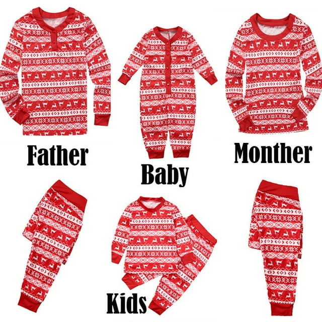 Pyjamas de Noël Assortis pour la Famille Vêtements de Nuit de Noël Rouges Enfants 5-6 Ans