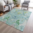 thumbnail image 6 of HomeRoots 626307 10 x 14 ft. Teal Blue Yellow & Green Floral Washable Transitional Indoor & Outdoor Rectangle Area Rug, 6 of 9