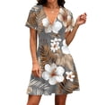 thumbnail image 4 of Sundresses for Women 2026 Hawaiian Floral Print V Neck Short Sleeve Elegant Classy Fashion Dress Casual Beach Outfits, 4 of 5
