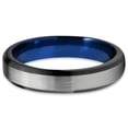 thumbnail image 2 of Tungsten Wedding Band Ring 4mm for Men Women Blue Black Beveled Edge Brushed Polished Lifetime Guarantee, 2 of 3