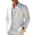 thumbnail image 4 of Tqyyweavej Mens Linen Blazer Two Button Lightweight Business Casual Suit Sports Coat Long Sleeve Notch Lapel Suit Jacket with Pockets, 4 of 7