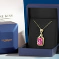 thumbnail image 4 of Gem Stone King 10.60 Ct Pink Created Sapphire 18K Yellow Gold Plated Silver Pendant with Chain, 4 of 4