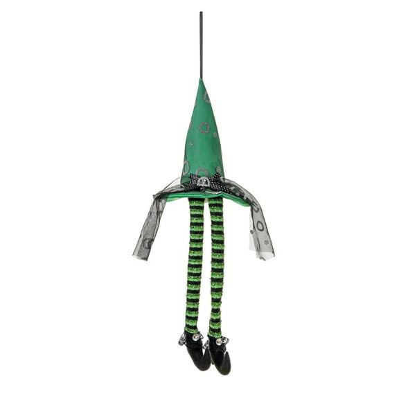 ZToonmas Halloween Decoration, Halloween Hanging Pendant, 14" Glowing Led Witch Hat Figurine With Striped Legs , Indoor & Outdoor Tree Decoration, 4 Color Options