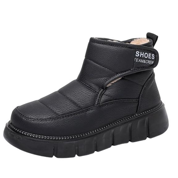 Black Ladies' Warm Short Snow Boots With Insulated Interior Chunky Sole For Fall And Winter Seasons
