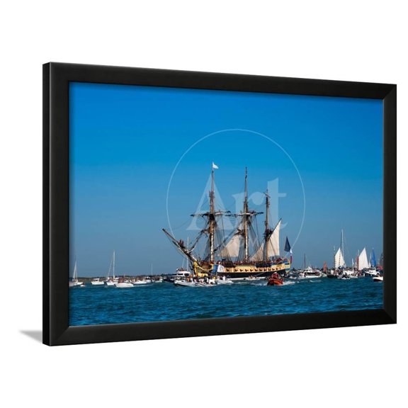 LHermione ship in the estuary of Charente, CharenteMaritime, PoitouCharentes, France, Scenic Framed Art Print Wall Art Sold by Art.Com
