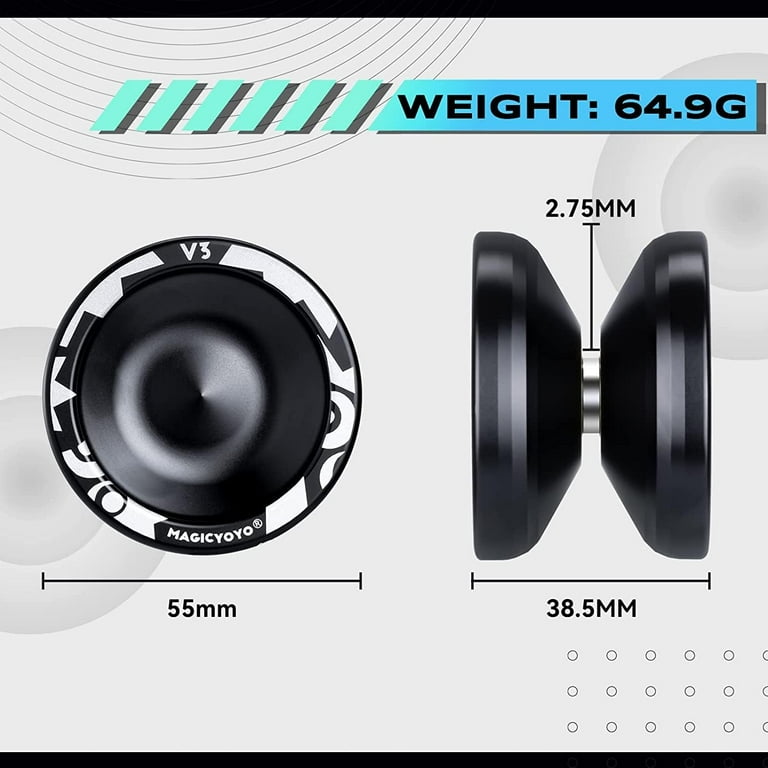 MAGICYOYO Professional Trick Yoyo Set, V3 Black + K2 Crystal Green