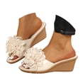 thumbnail image 2 of MKLEKYY Sandalias de Mujer, Sandalias de Flores para Mujer, Zapatillas de Verano Con Tacón Inclinado y Boca de Pez, Sandalias Romanas Informales de Tacón Alto para Mujer, Zapatillas 420, 2 of 4