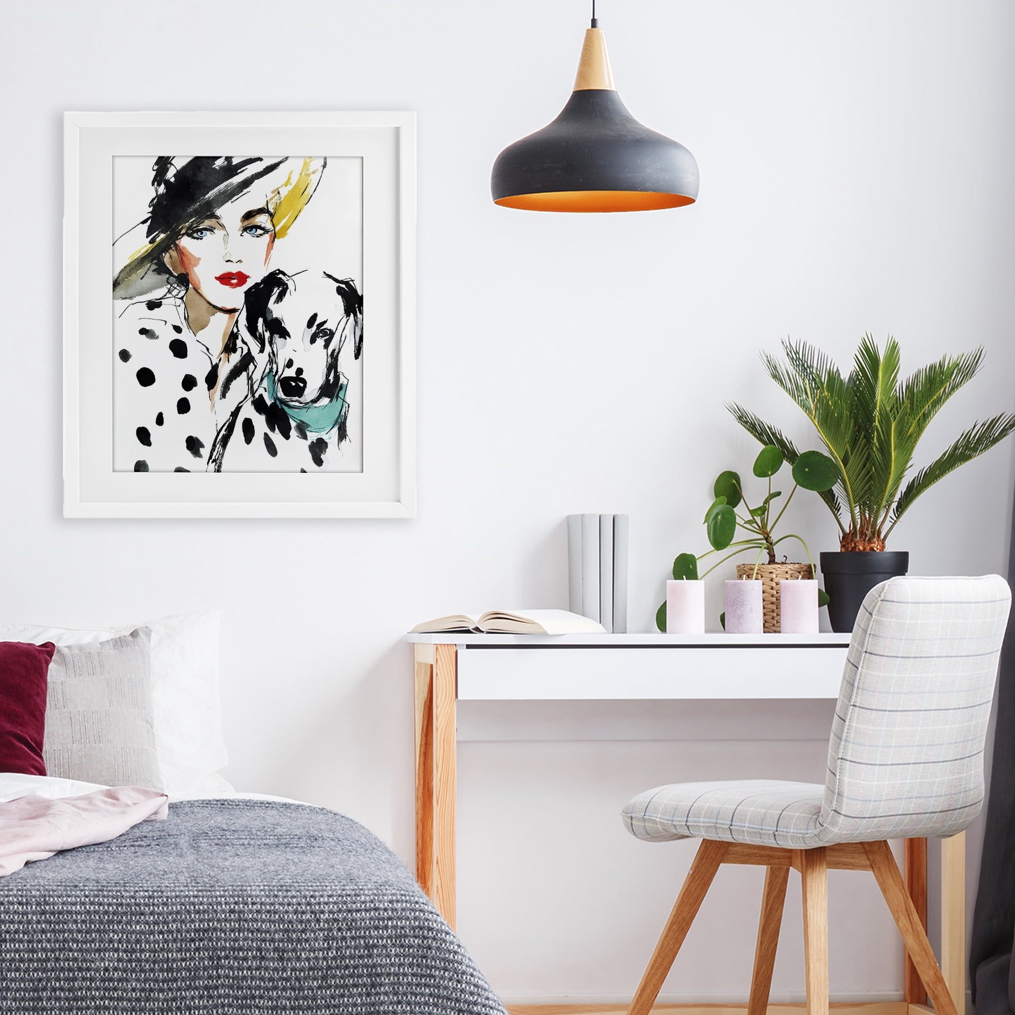 Stupell Industries Trendy Dalmatian Muse White Framed Print Under Glass, design by Svetlana Aleynikova