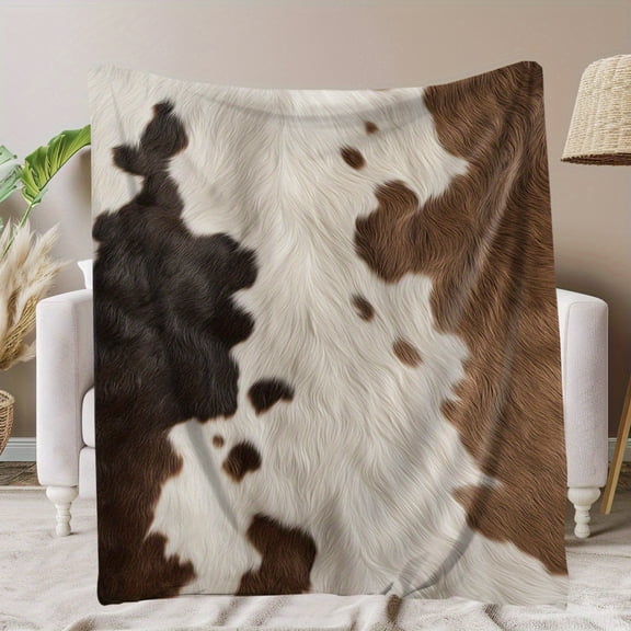 Print Blanket - Quilted Flannel Bedspread with Realistic Hair, Soft Warm Bed Cover Suitable for - Use Home, Camping, Travel - Cozy Gift for & (Multicolor)