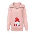 thumbnail image 3 of Women's Long Sleeve Lapel Half Zip Up Sweatshirt Christmas Stylish Loose Fit Casual Pullover Tops Fall Clothes for Women, 3 of 6