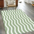 thumbnail image 3 of Sage Green Stripe Area Rugs 2.7x5 for Living Room, Farmhouse Striped Modern Waves Moires Non Slip Washable Rug Runner, Low Pile Indoor Floor Carpet Mat Bathroom Rugs for Bedroom, Kids Room, 3 of 9