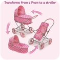 thumbnail image 4 of Badger Basket Just Like Mommy 3-in-1 Convertible Doll Pram, Carrier & Stroller - Pink/Polka Dots - Fits Dolls 18 to 22 Inches, 4 of 5