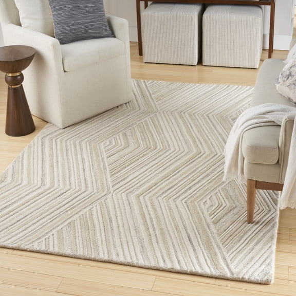 Nourison Graceful 5'3" x 7'3" Ivory Modern Indoor Rug