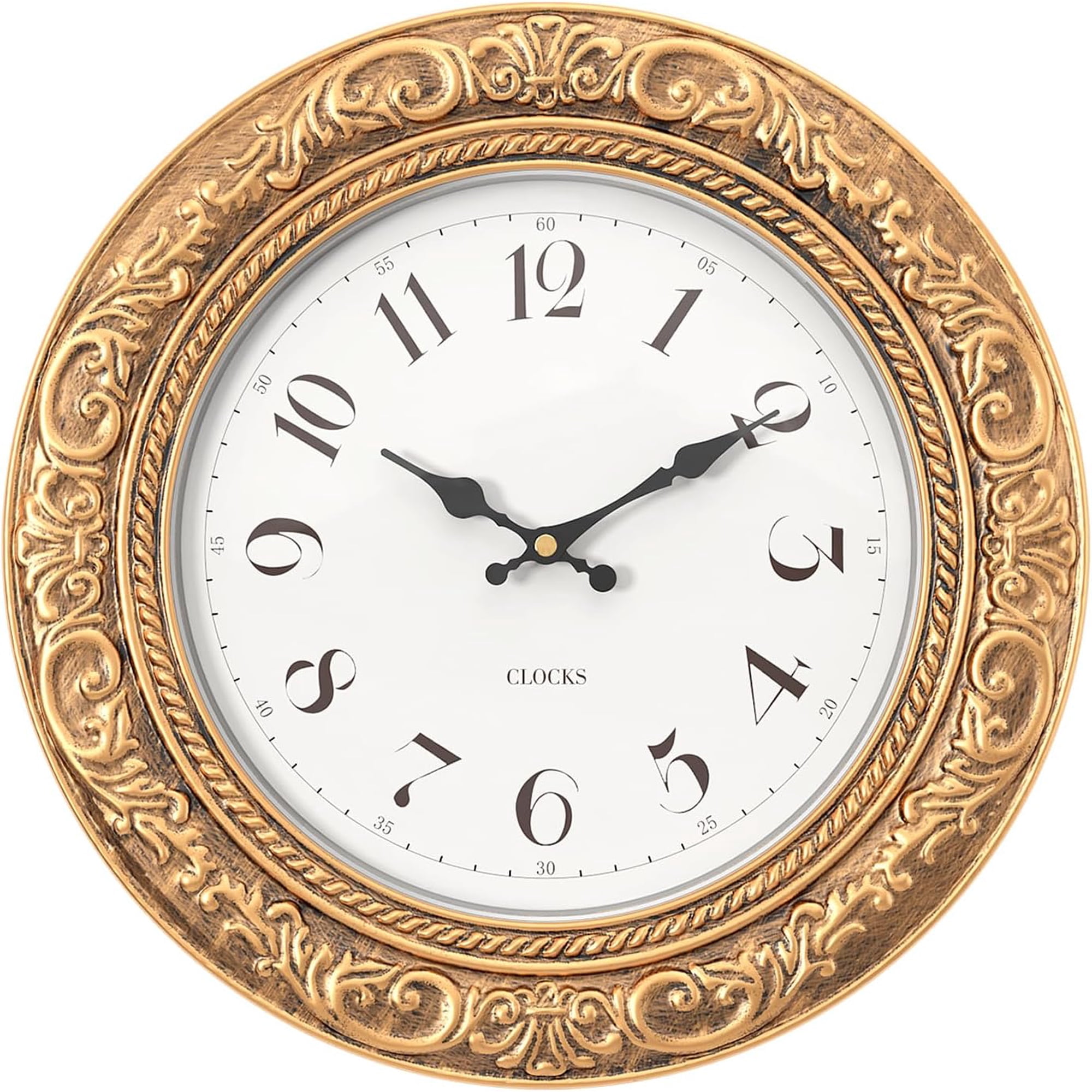 Menterry European Vintage Decorative Wall Clock, 12 Antique Gold Style