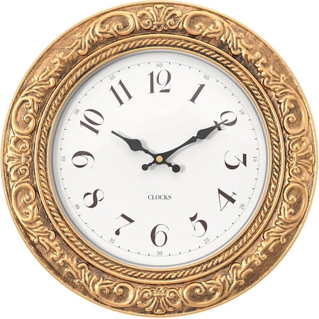 European Vintage Decorative Wall Clock, 12 Antique Gold Style