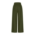 thumbnail image 6 of Lenpel Palazzo Pants for Women Trendy High Waisted Stretchy Pleated Pull on Wide Leg Jeans Baggy Casual Trousers with Pockets(Army Green,Small), 6 of 7