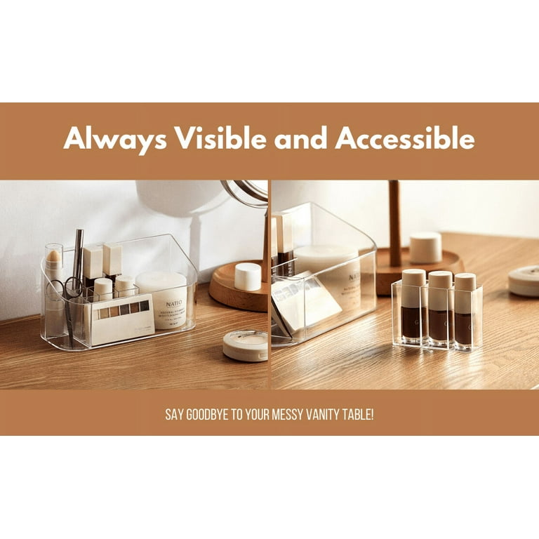 2 Tier Brown Wood Stackable Modular Vanity Storage Organizer Trays, Co –  MyGift