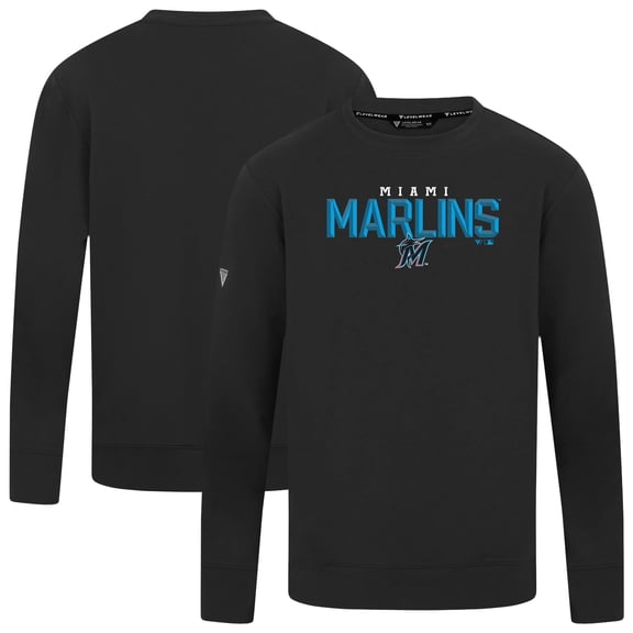 Men's Levelwear Black Miami Marlins Mandate Carve Tri-Blend Sweatshirt