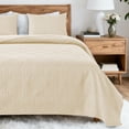thumbnail image 5 of VCCOEM Quilt Set Twin/Twin XL Size Lightweight Bedspreads, All Season Coverlet, 3 Piece (1 Quilt, 2 Pillow Shams), Coin Pattern, Beige, 5 of 8