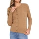 thumbnail image 2 of Suéter Cardigan INSPIRE CHIC para mujer, cuello redondo, con botones, de manga larga, casual, tejido, talla XL, marrón claro, 2 of 6