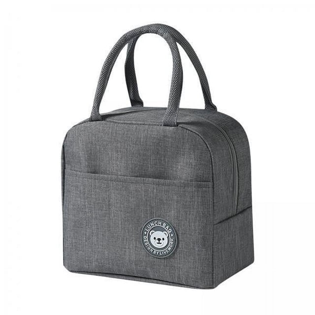 3x Bolsa De Almuerzo Con Aislamiento Térmico Bolso De Mano Contenedor De Comida Gris