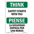 thumbnail image 1 of SignMission OS-TS-A-710-L-11873 Panneau OSHA Think - la Sécurité Commence avec Vous Bilingue, 1 of 1
