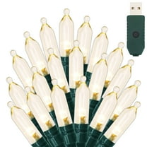NITIDSKY Green Wire Christmas Lights 33ft 100 LED USB Plug Indoor Christmas Lights String,Warm White