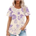 thumbnail image 2 of Fiudx Ofertas Relámpago Top Estampado con Cuello Redondo y Manga Corta Informal para Mujer a La Moda, 2 of 6