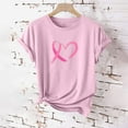 thumbnail image 2 of VKOYWKM Pink Ribbon Tops Women Breast Cancer Tees Breast Cancer Awareness T-Shirt Inspirational Breast Cancer Crew Neck Short Sleeve Tee Top, 2 of 4