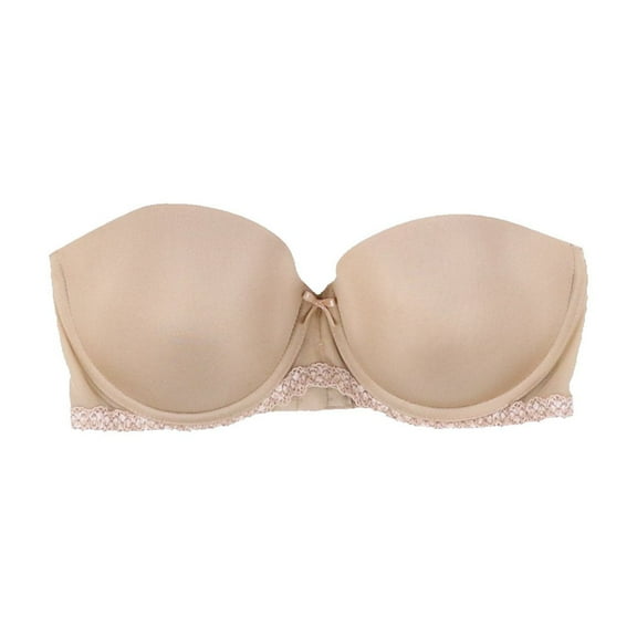 B.Temptd Women's Strapless Underwire Bra Solid Lace Trim Support Nude 30D New