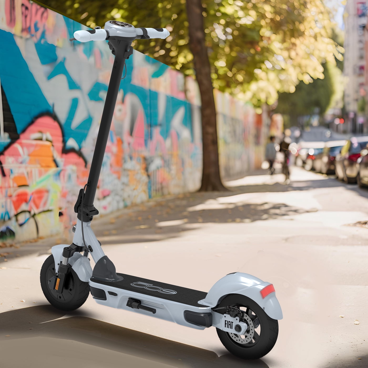 Fiat 500W Electric Scooter, Foldable Scooter for Adults with 10” Tubeless Tires, Blue