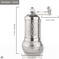thumbnail image 2 of Salt and Black Pepper Grinder, Refillable Spice Grinder, Authentic Vintage Turkish Pepper Mill Decorative, 4.2 in, Bright Silver, 2 of 8