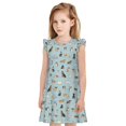 thumbnail image 1 of Balery Cartoon Doodle Puppy Camisón de princesa para niñas, pijama de algodón con mangas abullonadas, suave y bonito.-Large, 1 of 6
