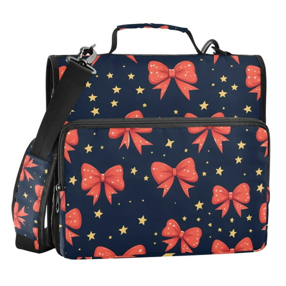 ALAZA Zipper Binder Red Bow Pattern 3 Ring Trapper Keeper File Folder Organizer Bag