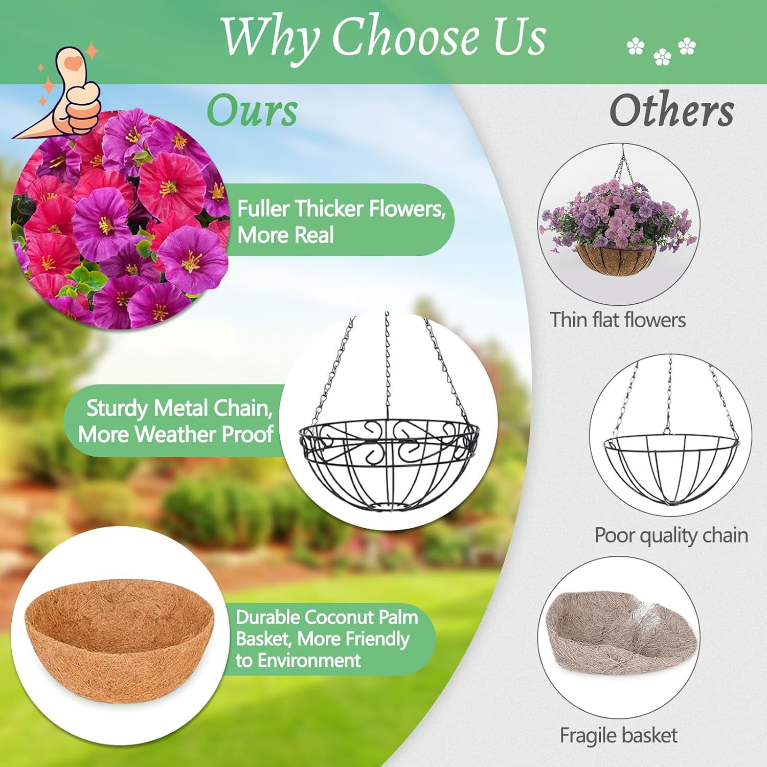 Waipfaru Artificial Hanging Flowers in Basket,Fake Hanging Plants for Outdoors Spring Summer Decoration,UV Resistant Petunias Flower for Garden Porch Patio Balcony Decor