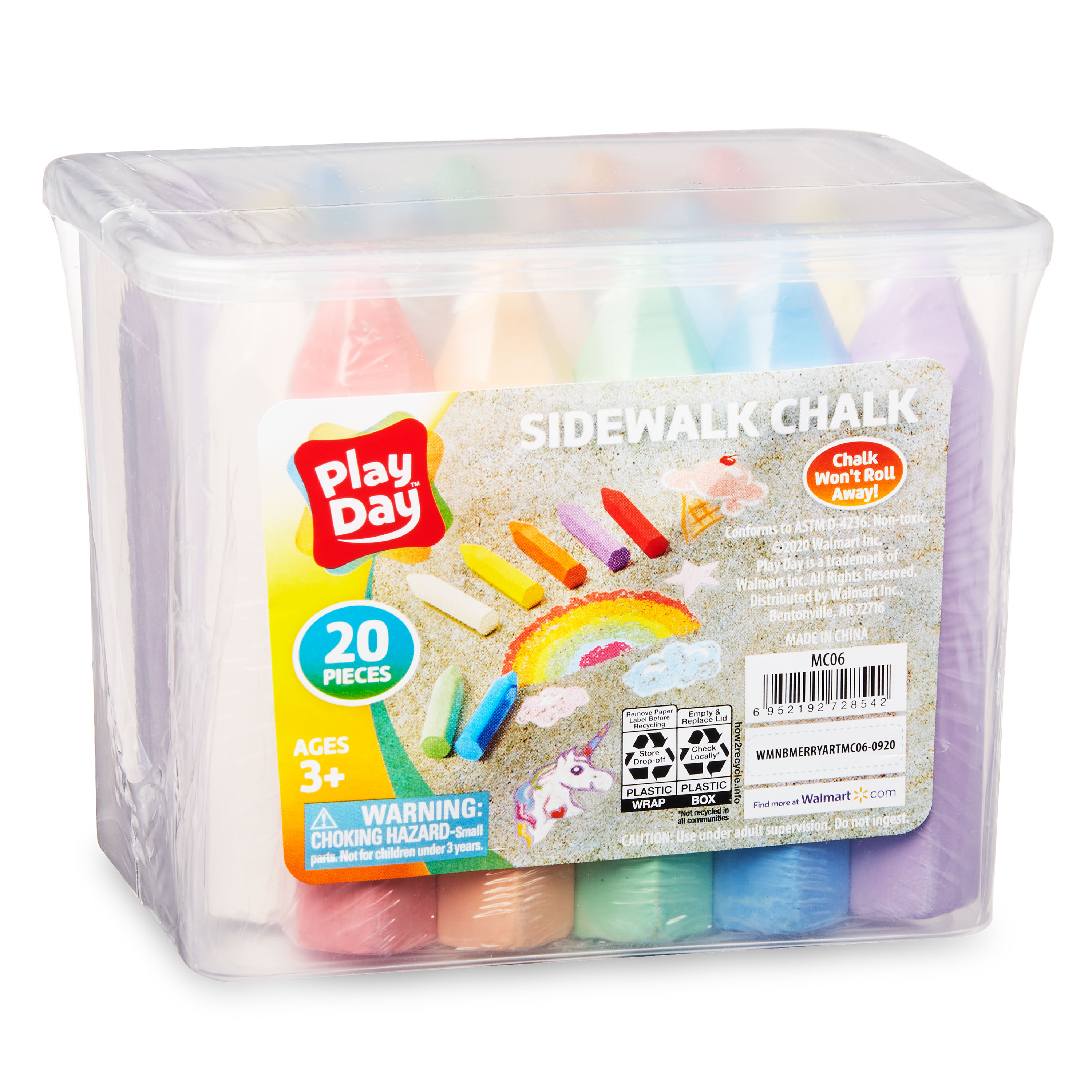 Play Day Sidewalk Chalk, 20 Pieces, Assorted Colors - image 5 of 5