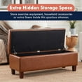 thumbnail image 4 of Ornavo Home Storage Ottoman Bench Upholstered Rectangle Storage Ottoman with Hinge Lid for Entryway, Bedroom, Living Room, Faux Leather Mocha, 4 of 6