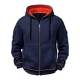 thumbnail image 3 of Zivyakyron Kangaroo Pocket Men Hoodie Casual Long Sleeve Zip up Fall Plain Jackets for Men Drawstring Loose Blue XL, 3 of 8