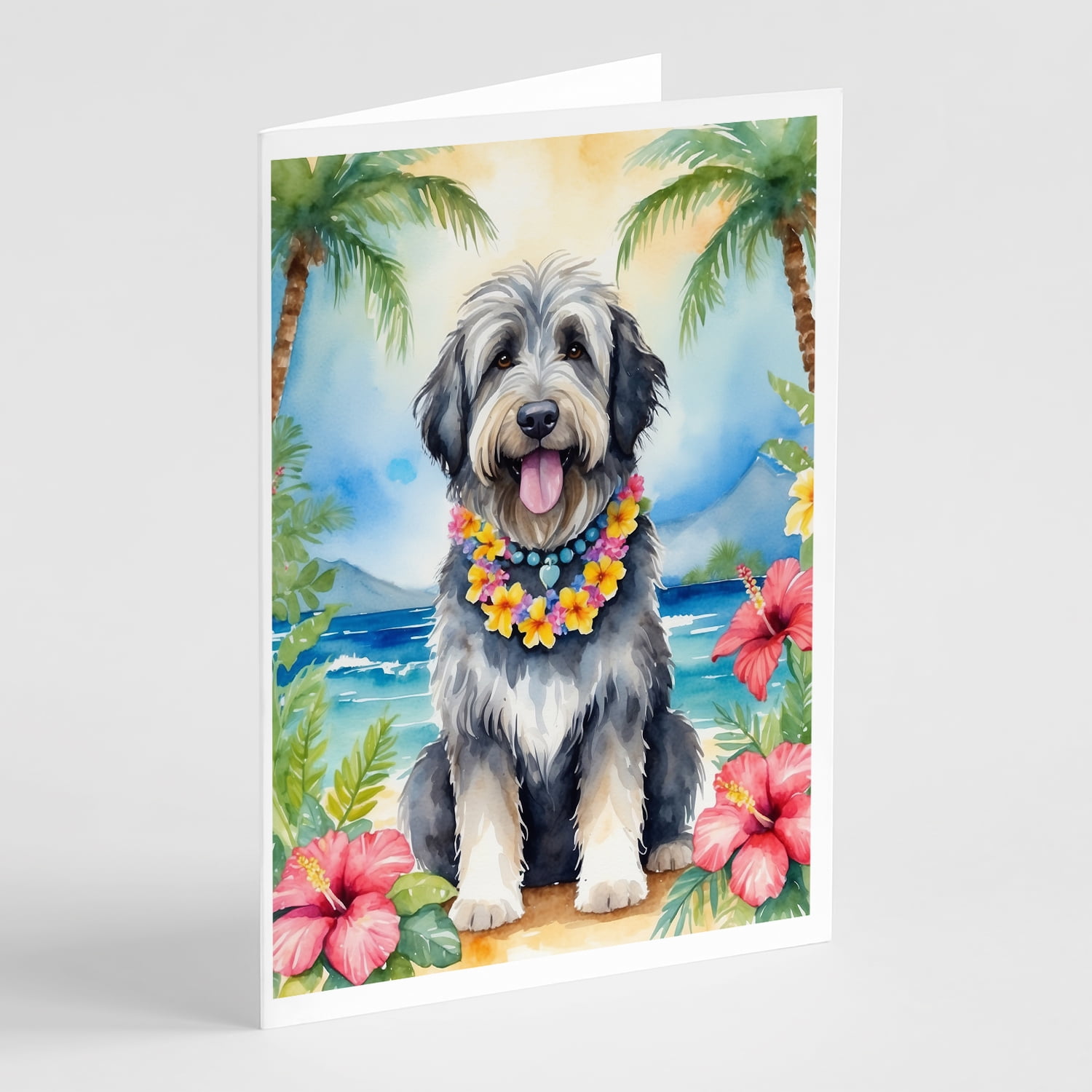 Boxer Luau Greeting Cards Pack of 8 7 in x 5 in
