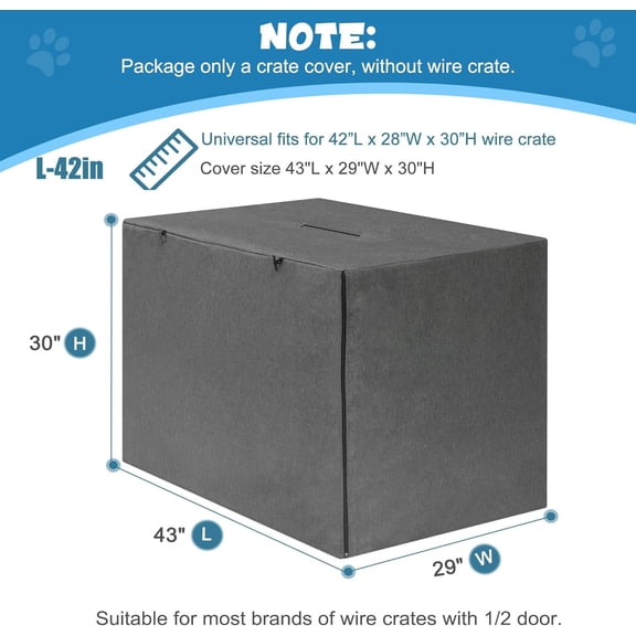 42 Inches Sturdy Windproof Dog Crate Cover for 1 2 Door Wire Cage -