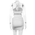 thumbnail image 4 of Vestidos ajustados cortos sexy Vestido de cadera plisado con cuello halter para mujer (Blanco L) FLhrweasw Para estrenar, 4 of 8
