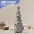 thumbnail image 3 of 7ft Pop Up Snow Flocked Christmas Tree with 200 Warm White LED Lights & 8 Lighting Modes, Blue & Silver Ornaments, Ribbons, Bow-Knots, Easy Assembly for Holiday Décor, 3 of 9