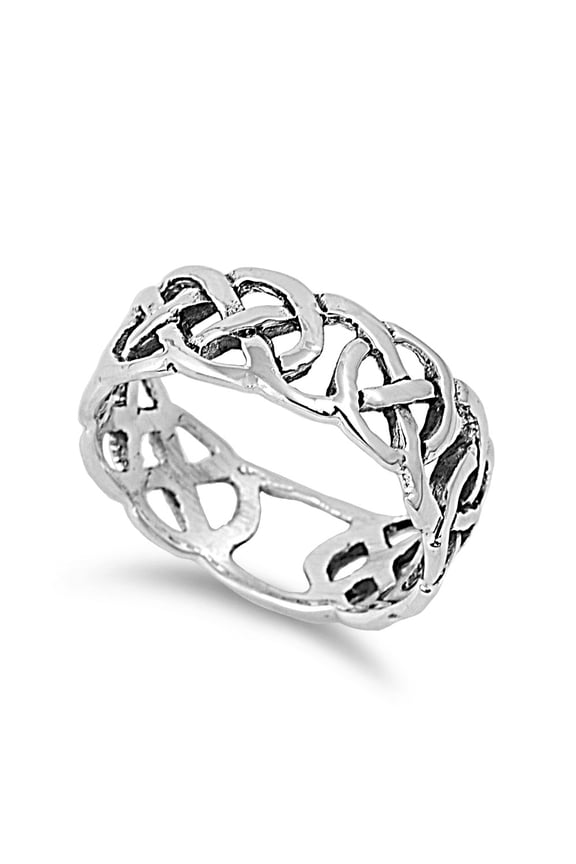 925 Sterling Silver Wiccan Weave Earth Symbol Ring Size 8