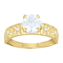 10kt Real Yellow Gold Womens Cubic-Zirconia Fashion Ring