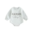 thumbnail image 2 of Yunliwuli Baby Girls Boys Autumn Romper Gray Long Sleeve Crewneck Letter Embroidery Casual Romper, 2 of 10