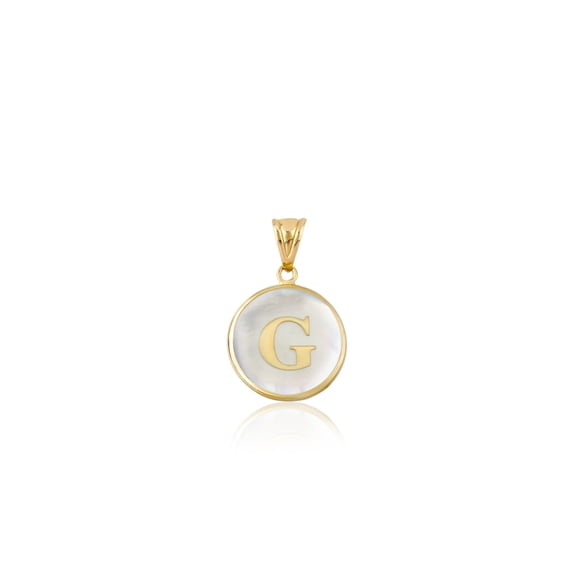 14K Gold Pendant, Gold Letter G, Gold Necklace, Gold Letter Pendant, Pearl Pendant, Chained or Chainless Pendant